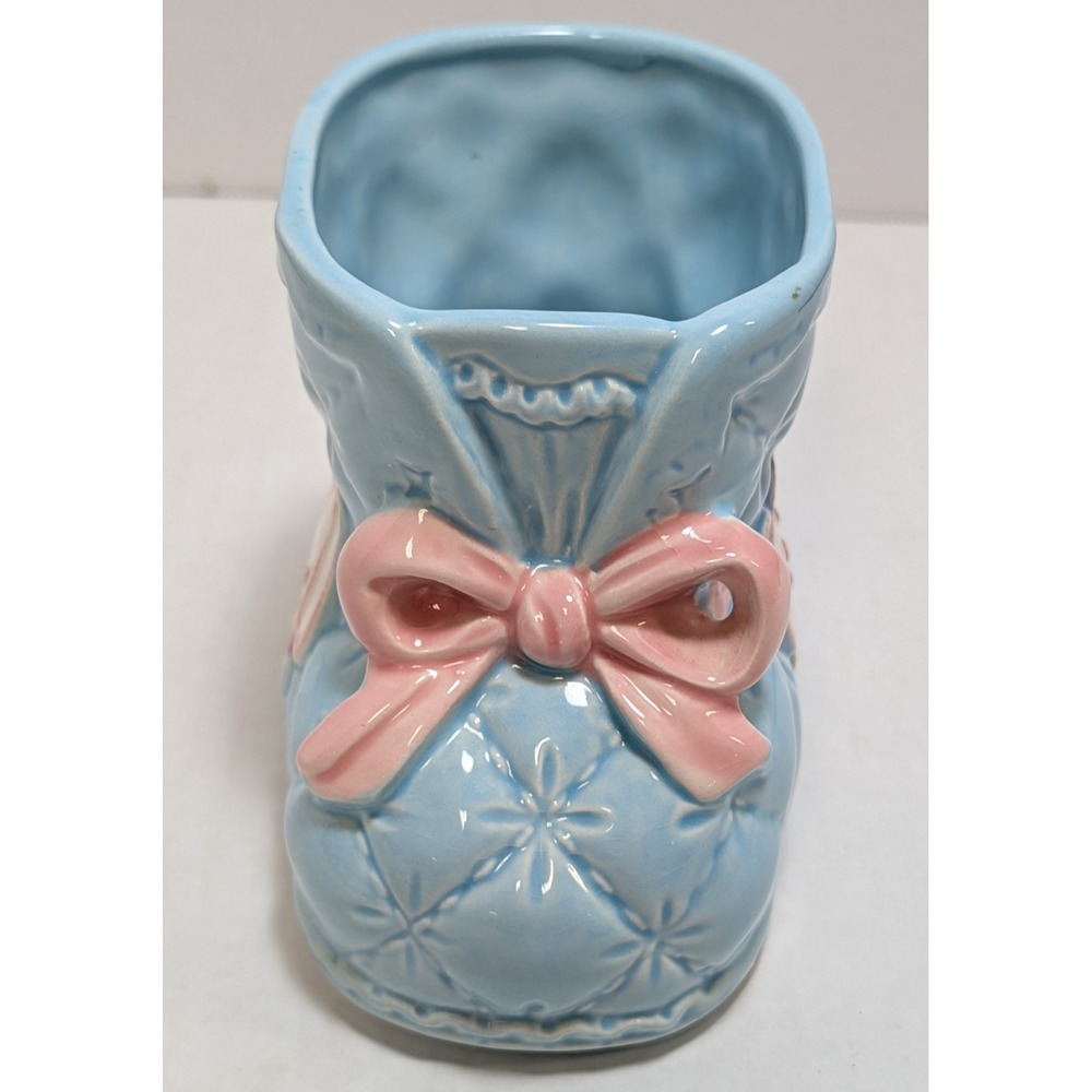 Ardco Baby Bootie Planter Blue Pink Bear Elephant Vintage 4.5 in tall C-3905